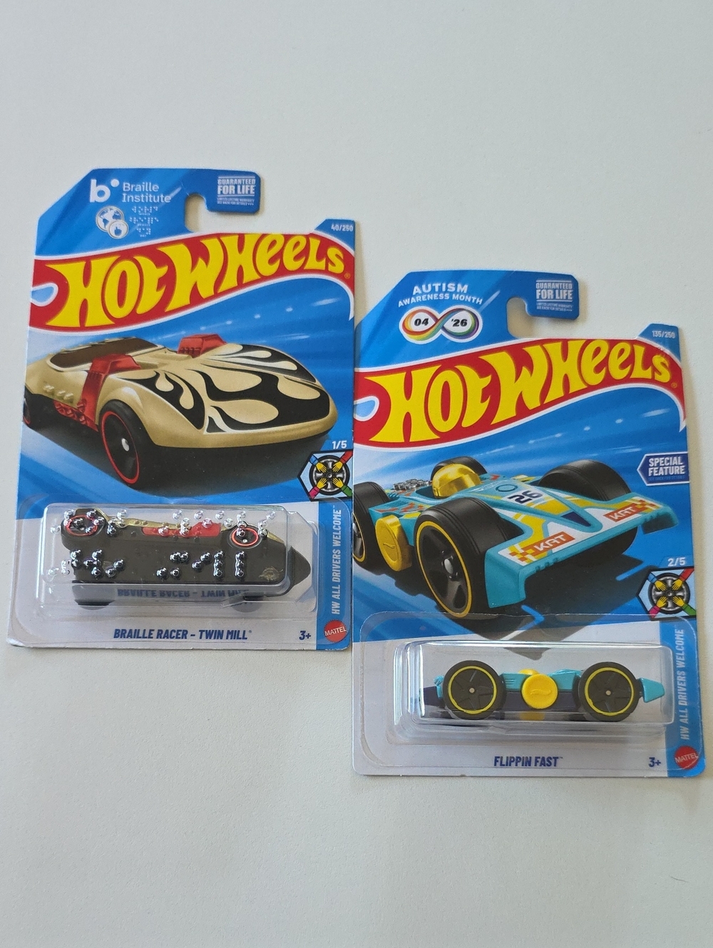 Hot Wheels HW All Drivers Welcome - Braille Twin Mill And Austim Flippin Fast